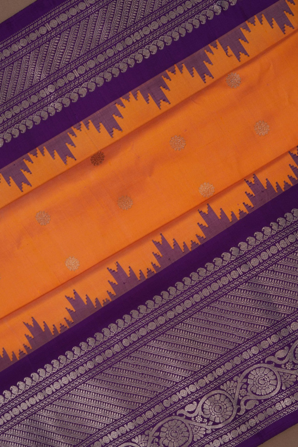 Image of Gadwal Silk Peach Saree